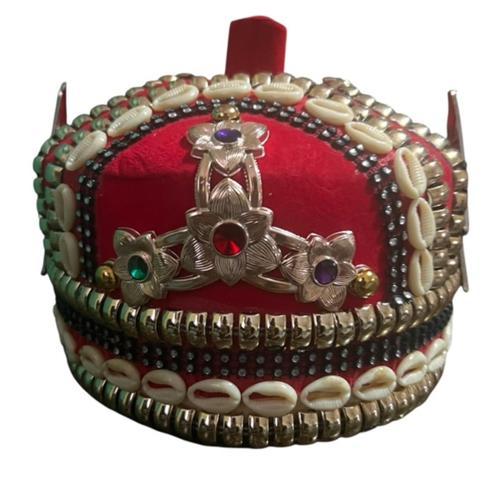 African Crown With Coral Beads For Chieftaincy Culture Events